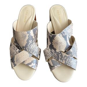 COLE HAAN  Jodie Snakeskin-Embossed Leather Mules Size 6B